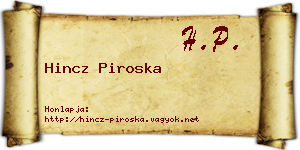 Hincz Piroska névjegykártya